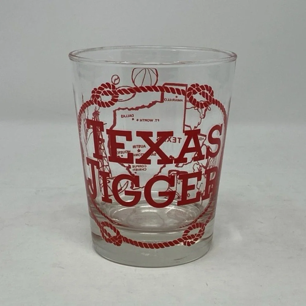Retro Novelty Texas Cowboy Rodeo Oversized Texas Jigger Glass Barware‎ Western